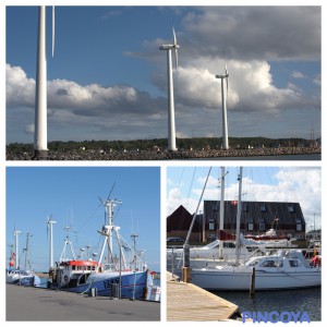 Unverwechselbar! Bønnerups Windräder auf der Hafenmole.