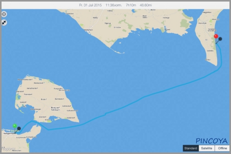 „am Freitag von Heiligenhafen -> nach Falster (östlich Falster vor Anker)“