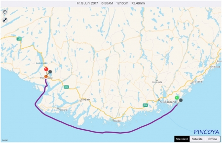 „von Ulvøysund -> nach Flekkefjord“