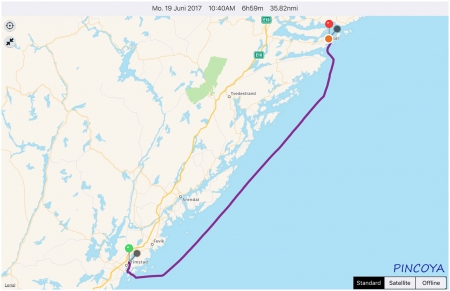 „von Grimstad (A) -> nach Risør“