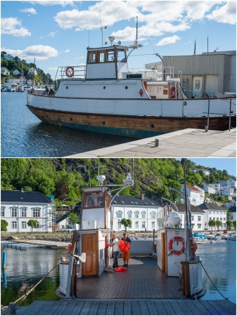 „Dies soll laut unserem norwegischen Nachbarn die älteste noch im Regelbetrieb fahrende Fähre in ganz Norwegen sein. Auch ganz aus Holz.“