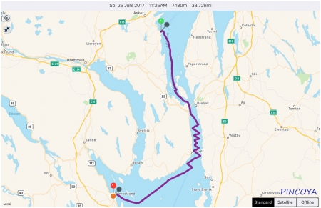 „von Håkavik -> nach Holmestrand“