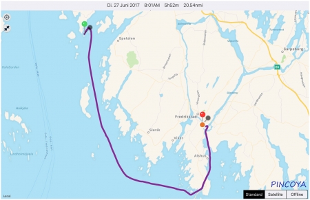 „aus der Bucht bei Teibærholmen -> nach Fredrikstad“