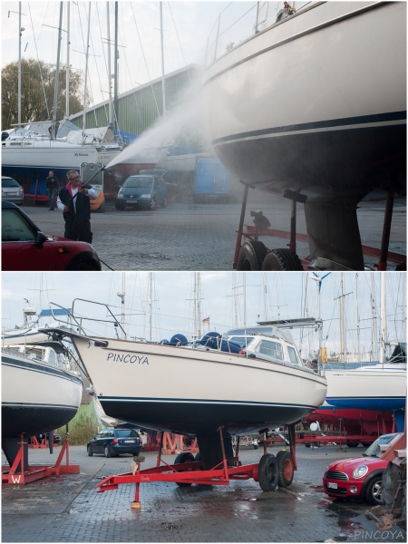 „Schon fast wieder fertig für die nächste Saison. Das Unterwasserschiff sieht richtig gut aus und oben strahlt es auch schon fast wieder wie zum Beginn einer Saison.“