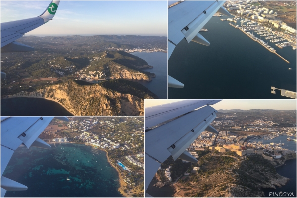 „Ibiza von oben. Unten rechts die Bucht von Talamanca, mit einer guten Brille kann man unser Hotel und Maltes Wohnung sehen.“