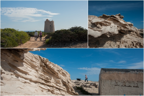„Torre De Ses Portes. Der südlichste Zipfel von Ibiza streckt sich Formentera entgegen.“
