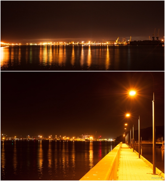 „Zweimal der Hafen von Klaipeda bei Nacht.“
