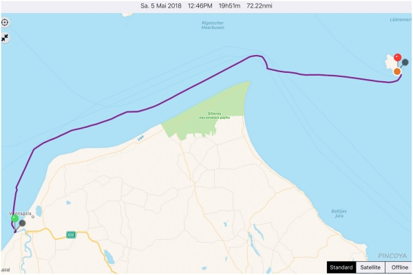 „von Ventspils -> nach Ruhnu“