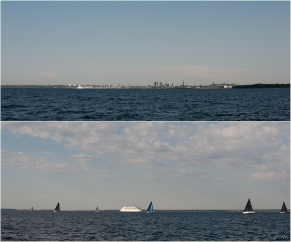 „Tallinn in Sicht und unten die Mittwochs-Regatta.“