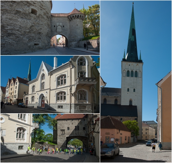 „Das Stadttor und unten mal keine Touristengruppe. Rechts der Turm der Oleviste Kirik“