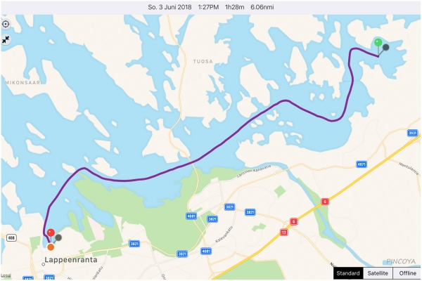 „aus der Ankerbucht Turkianlahti -> nach Lappeenranta“