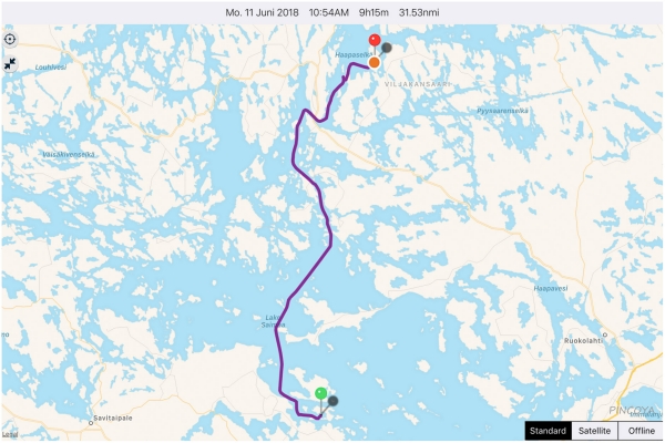 „aus der Bucht von Pieni Jankasalo -> südlich der Insel Haapasaari“