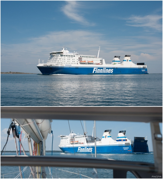 „Wir kreuzen die Hauptroute der Fähren von Turku nach Stockholm via Mariehamn.“