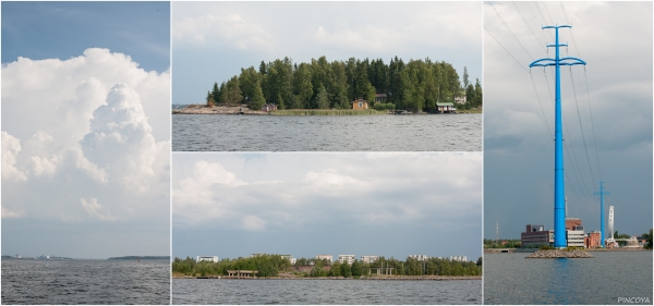 „Es quillt schon wieder und … Vaasa muss einen Hochspannungsleitungsmastkünstler haben, der silberne Turm im Hintergrund ist auch ein Hochspannungsleitungsmast.“