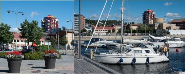 „Unser Liegeplatz in Örnsköldsvik in Sichtweite des »bunten Hauses«.“