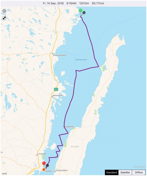 „von Orrholmen (A) -> nach Kalmar “