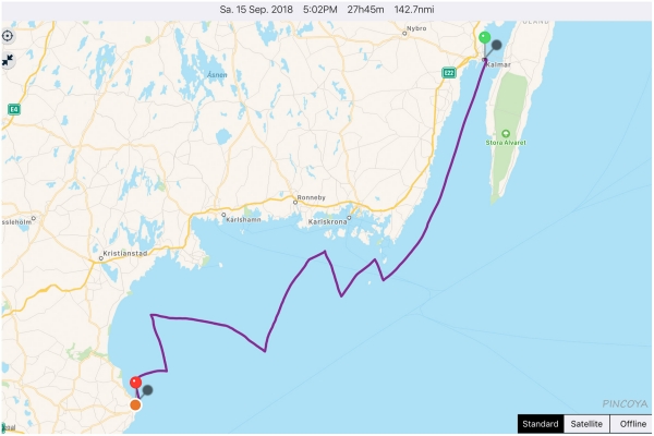 „von Kalmar -> nach Simrishamn“