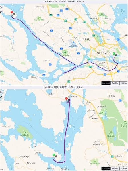 „vom Wasahamnen (Stockholm) -> nach Kungsängen (Mälaren)“