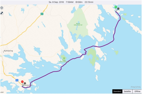 „von Gillsviken (A) -> nach Oxelösund“