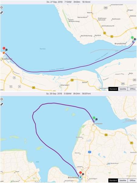 „von Brunsbüttel -> nach Bremerhaven“