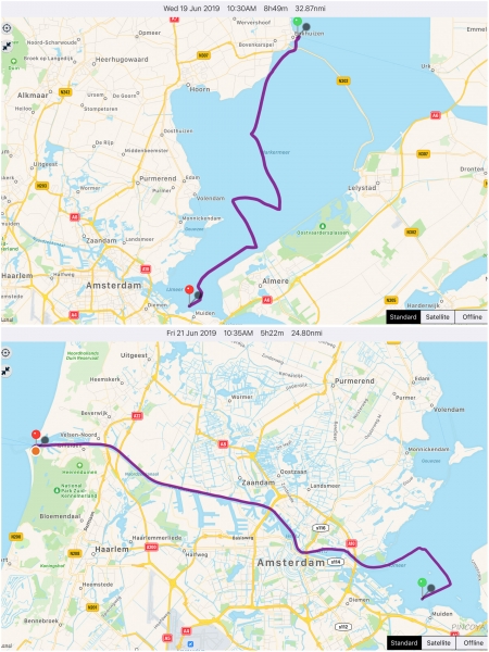 „von Enkhuizen -> via Stopp vor Muiden -> nach IJmuiden“