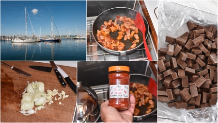 „Abfahrtswetter! Aber erst mal nutzen wir die Wartezeit, um uns etwas zum Essen vorzubereiten. Gewürzt mit Laszlo-mäßigem Pepp und zum Nachtisch dann Husmanns-Kost ?! Danke!“