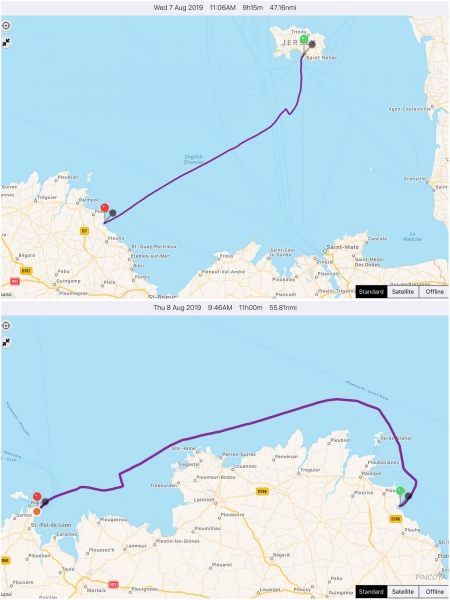 „von Jersey (Channel Islands, UK) -> nach Roscoff (F)“