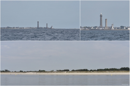 „Der große ist der Phare d’Eckmühl. Unseren Anker lassen wir wieder einfach platt vorm Strand fallen.“