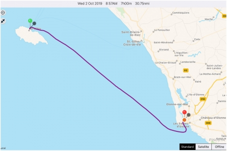 „von der Île de Yeu -> nach Les Sables d’Olonne“