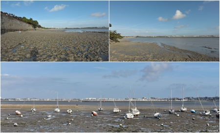 „An der Nordseite der Einfahrt bei Niedrigwasser. Gegenüber auf der Südseite die neue Marina.“