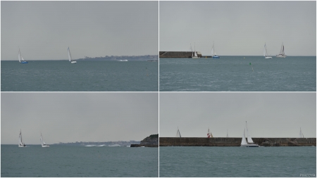 „Ein spanisch-französische Regatta zwischen Hondarribia und Saint Jean de Luz hat in der Bucht von SJdL die mittlere Mole zur Wendemarke.“