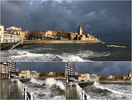 „Dramatische Perspektiven auf die Altstadt von Gijón.“