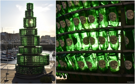 „Leuchtturm aus asturischen Sidra-Flaschen.“