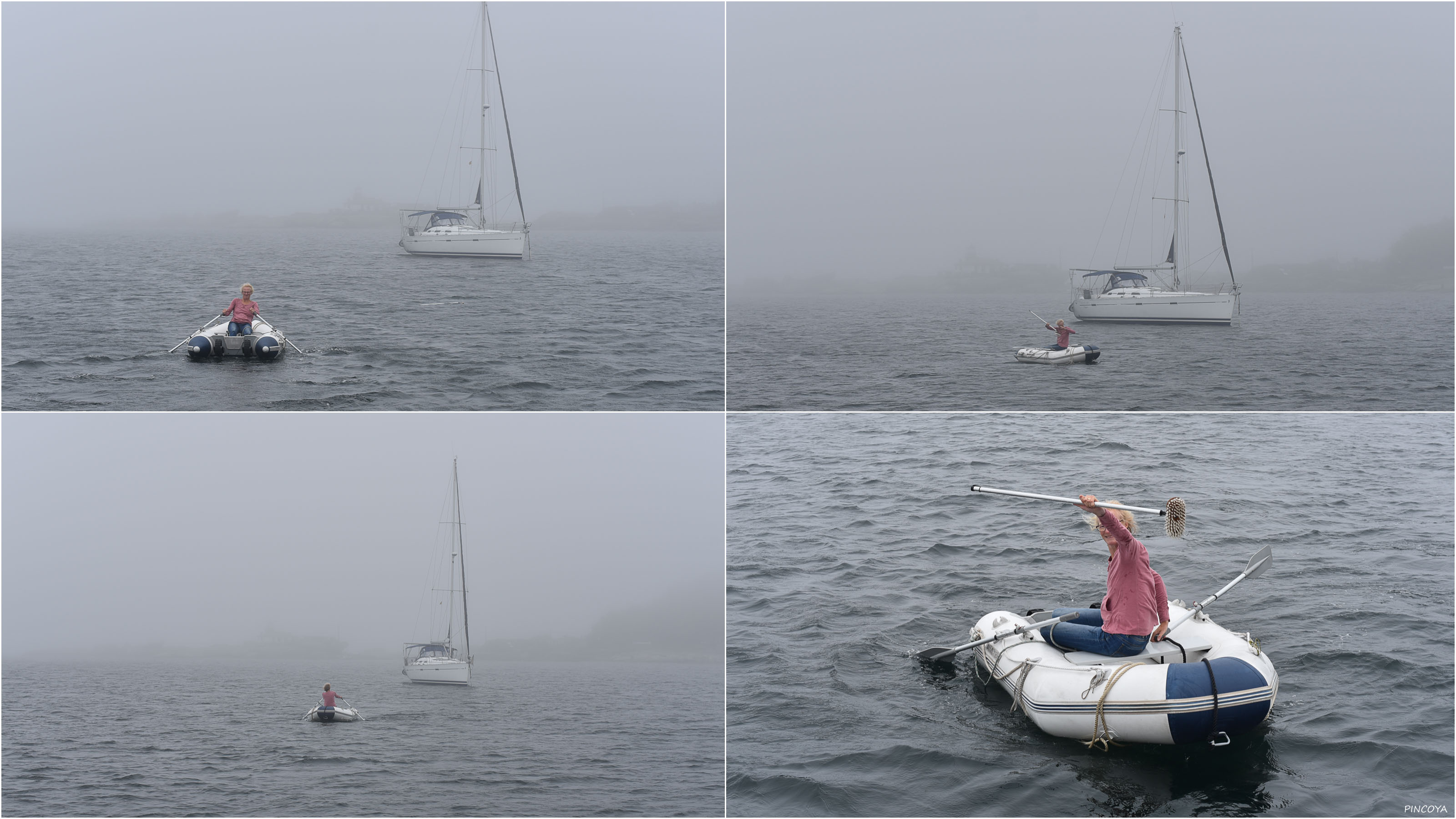 „Und irgendwann haut eine Bö unseren Stützschrubber unter dem Rainimi ins Wasser. Aber ich habe eine Heldin dabei!!!“