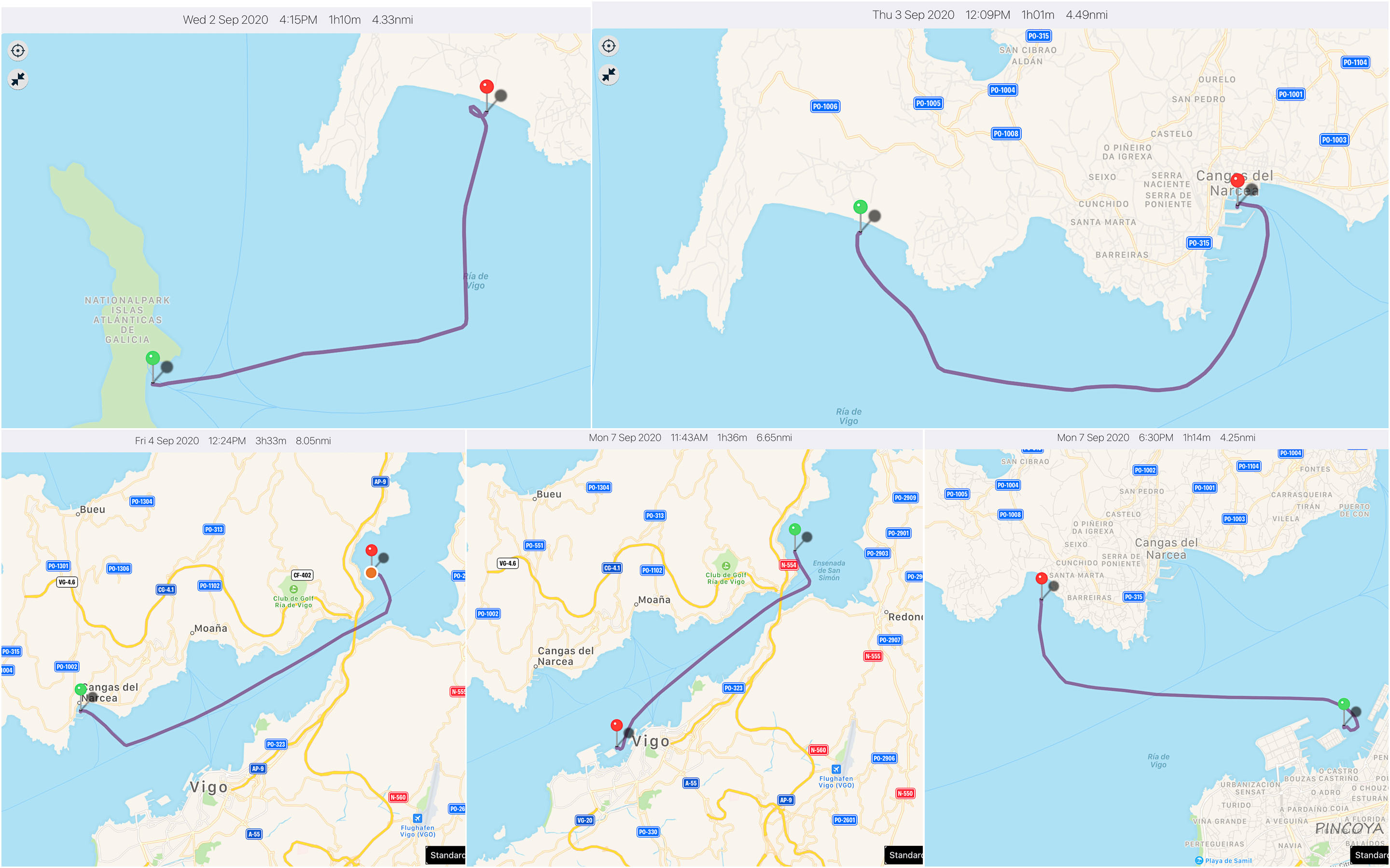 „Unsere Routen im Ría de Vigo“