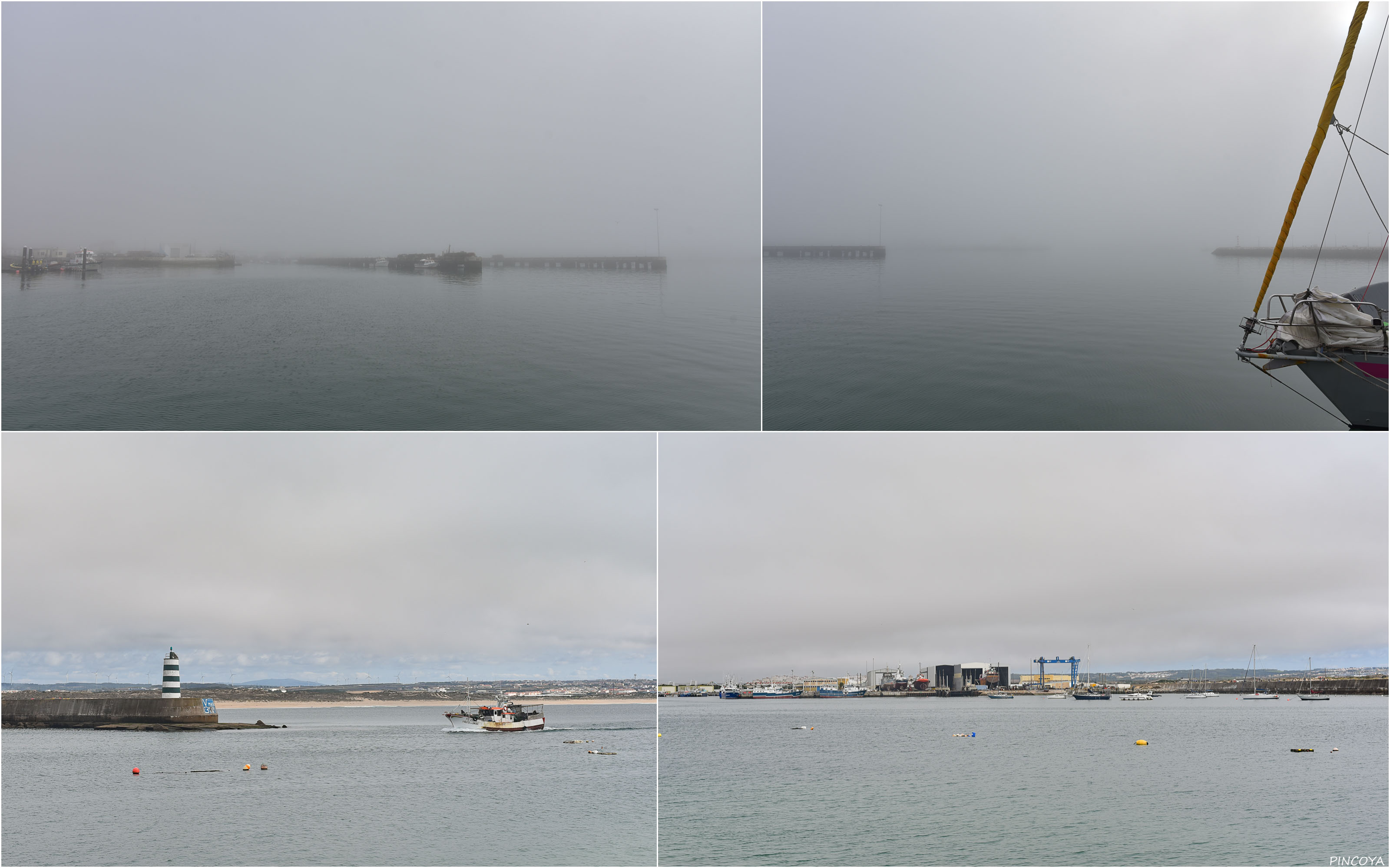 „Der Nebelhafen von Peniche, unten rechts das Ankerfeld vor der Werft“