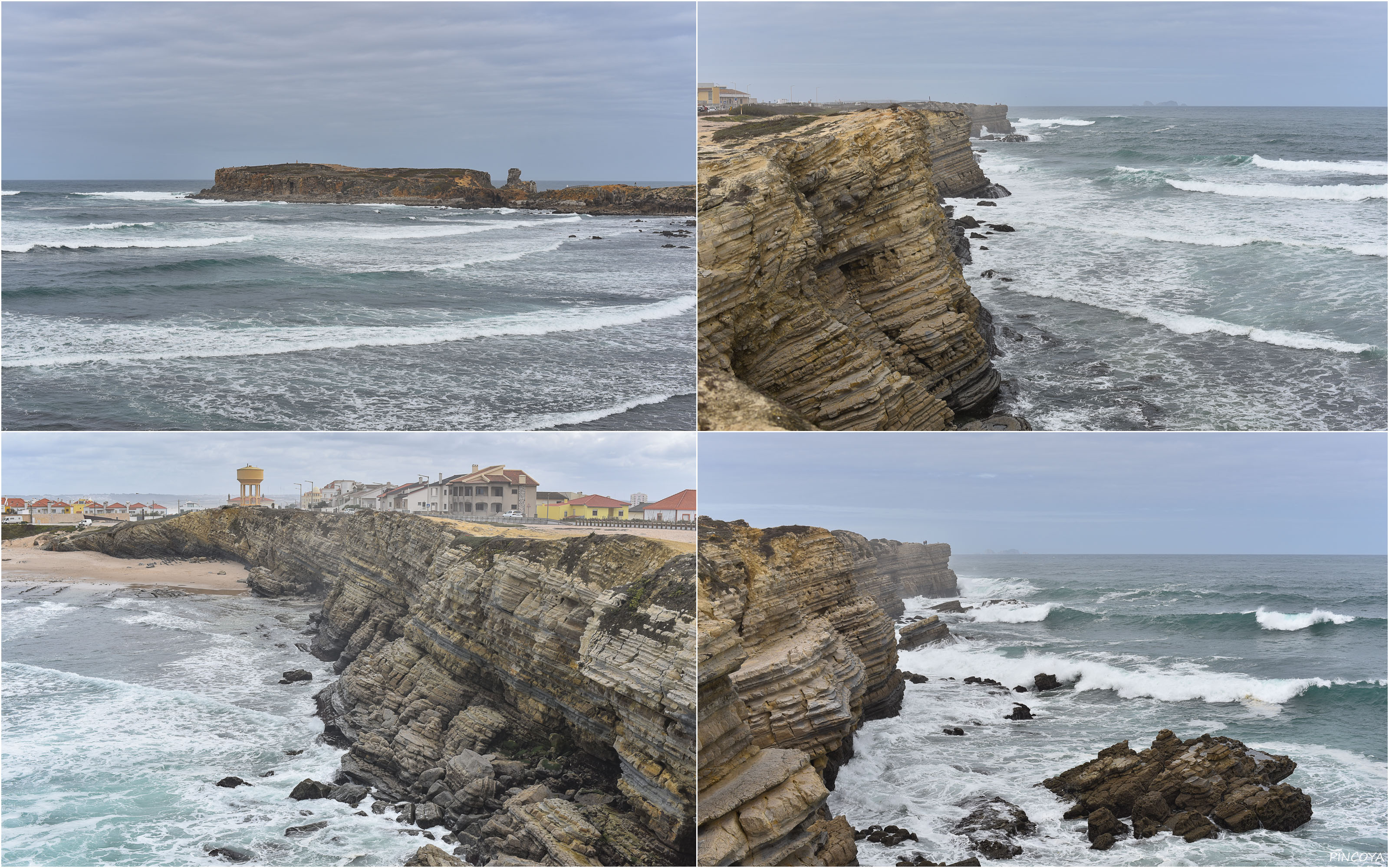„Die Bucht vor der Halbinsel Papôa. Auch ein bekannter Surfspot, aber einige Kreuze und Gedenktafeln zeigen, dass das wohl zwischen den Felsen nicht ganz ungefährlich ist. “