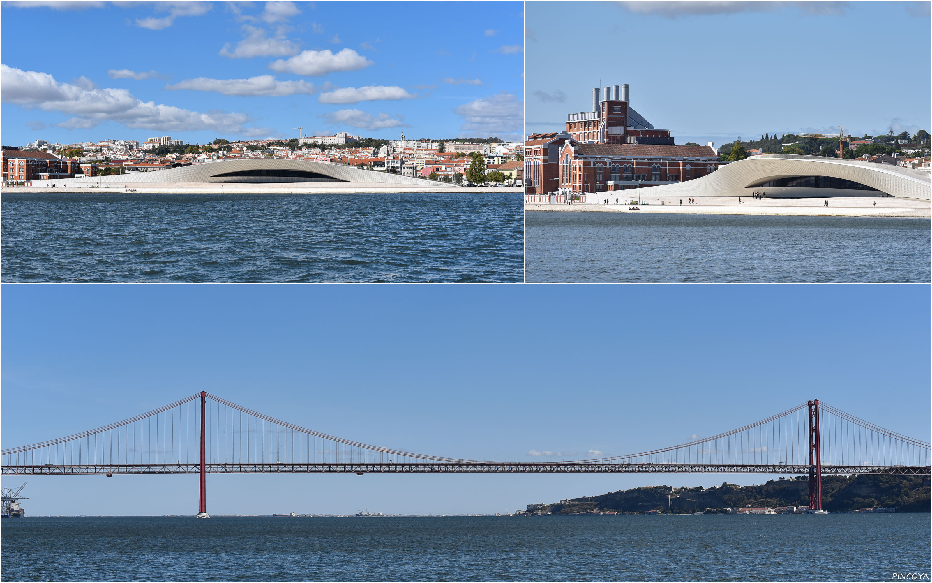 „Das MAAT Museum hinter der Brücke des 25. April.“