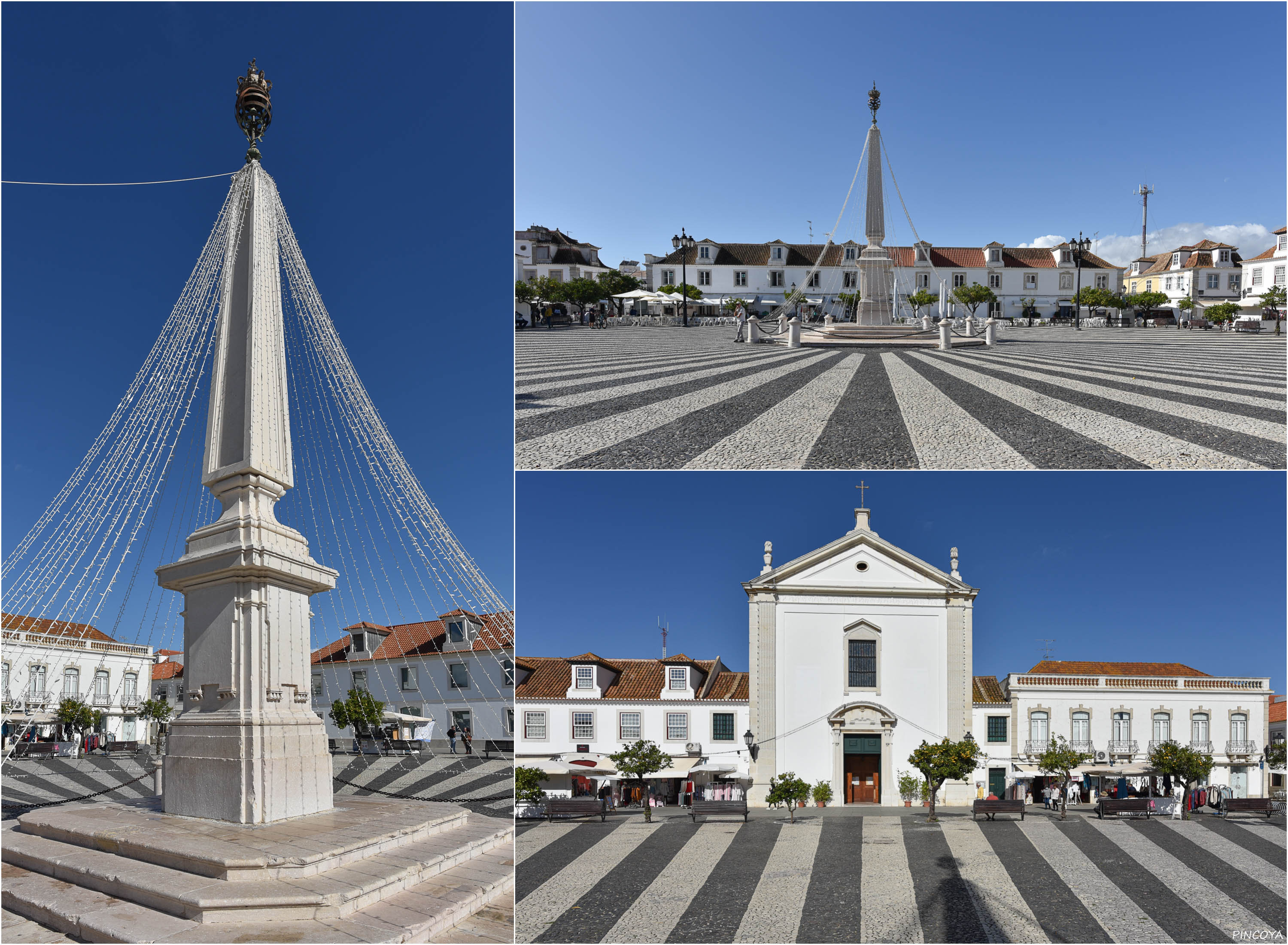 „Der schon weihnachtlich geschmückte Marktplatz von Vila Real de Santo António“