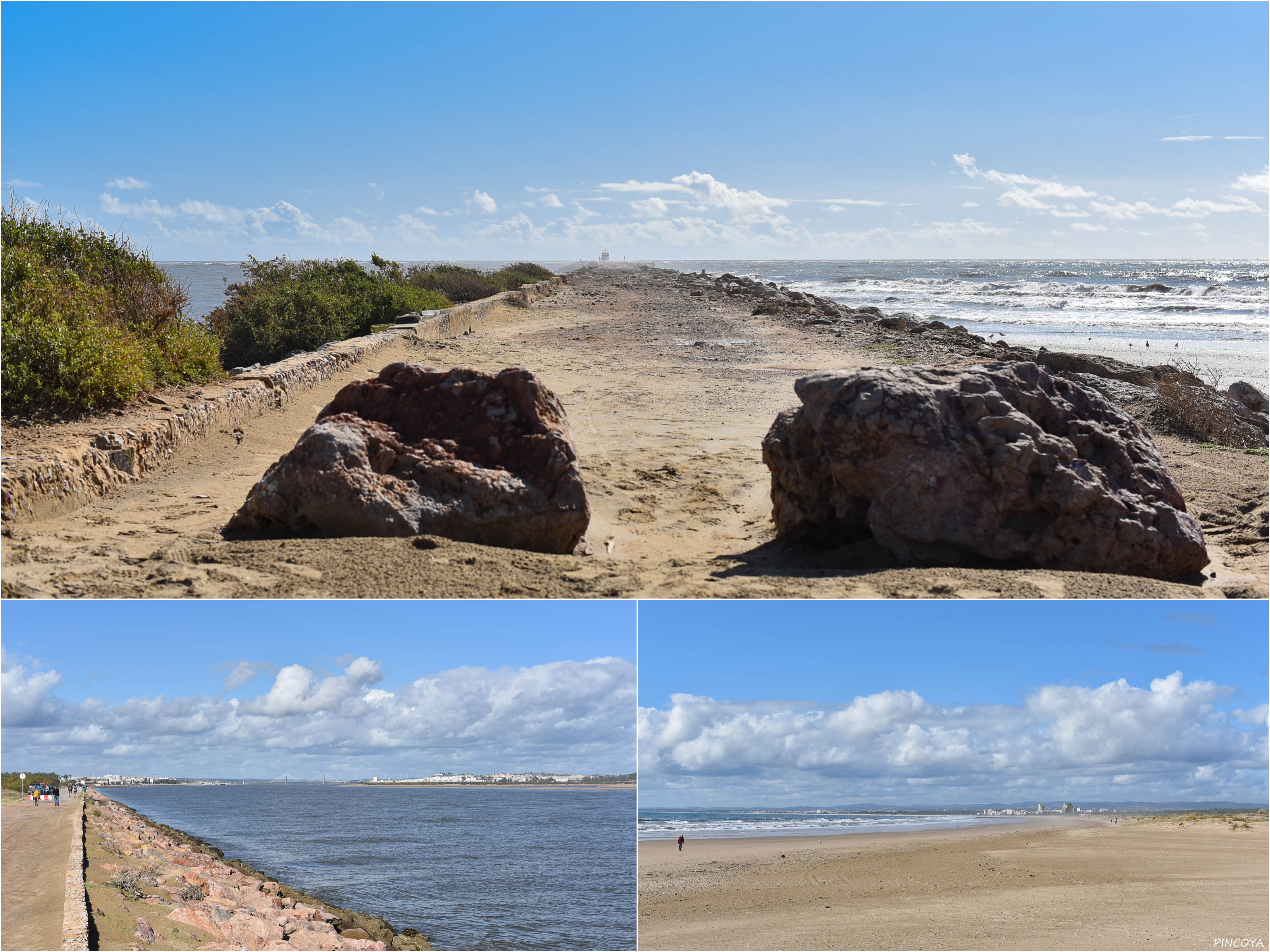 „An der roten Mole der Einfahrt in den Rio Guadiana“