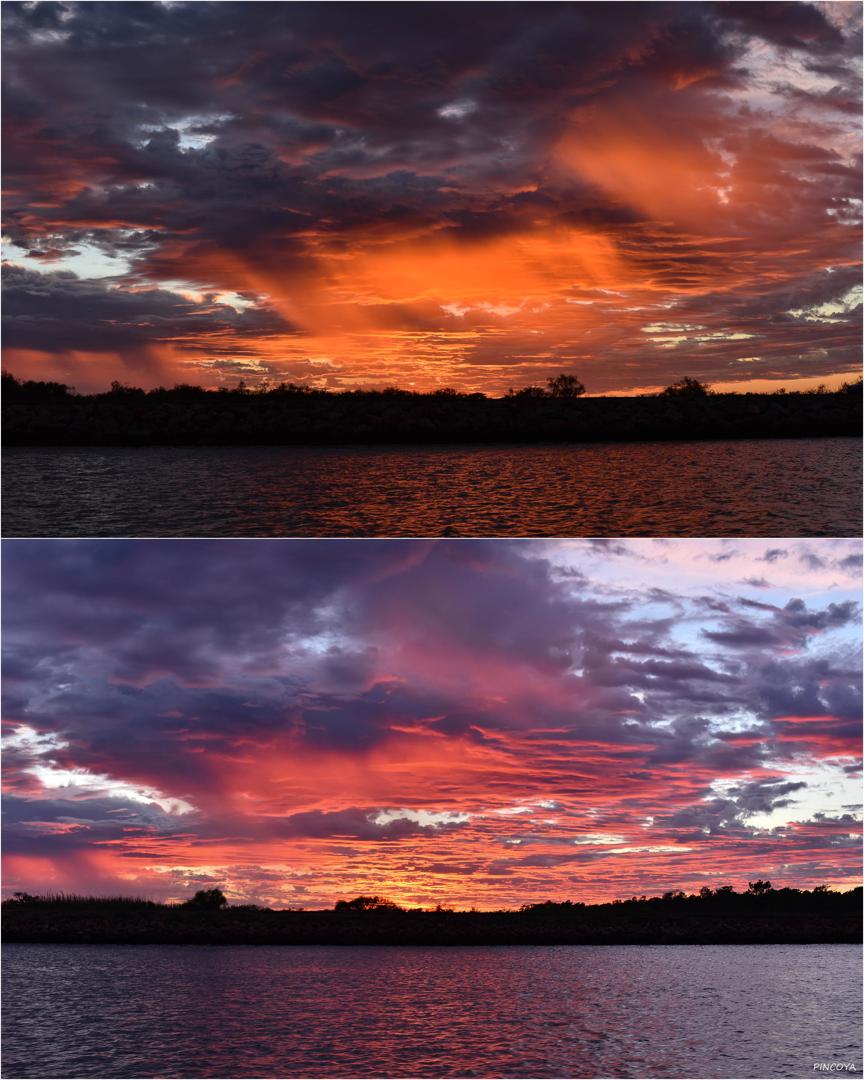 „Mit einem unglaublichen Sonnenuntergangsfeuerwerk fahren wir in den Rio Guadiana ein.“