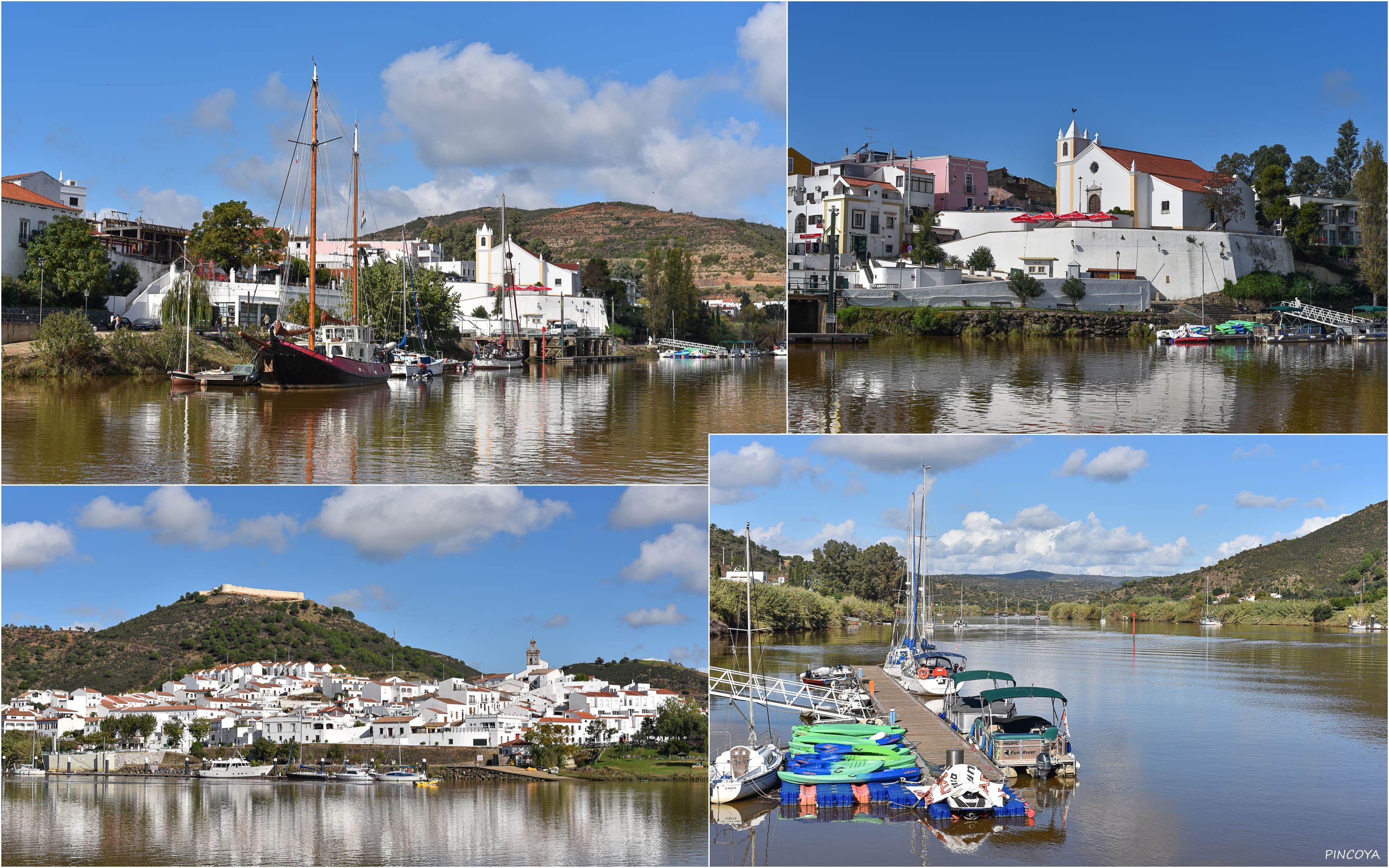 „Der Hafen von Alcoutim und unten links Sanlúcar de Guadiana “