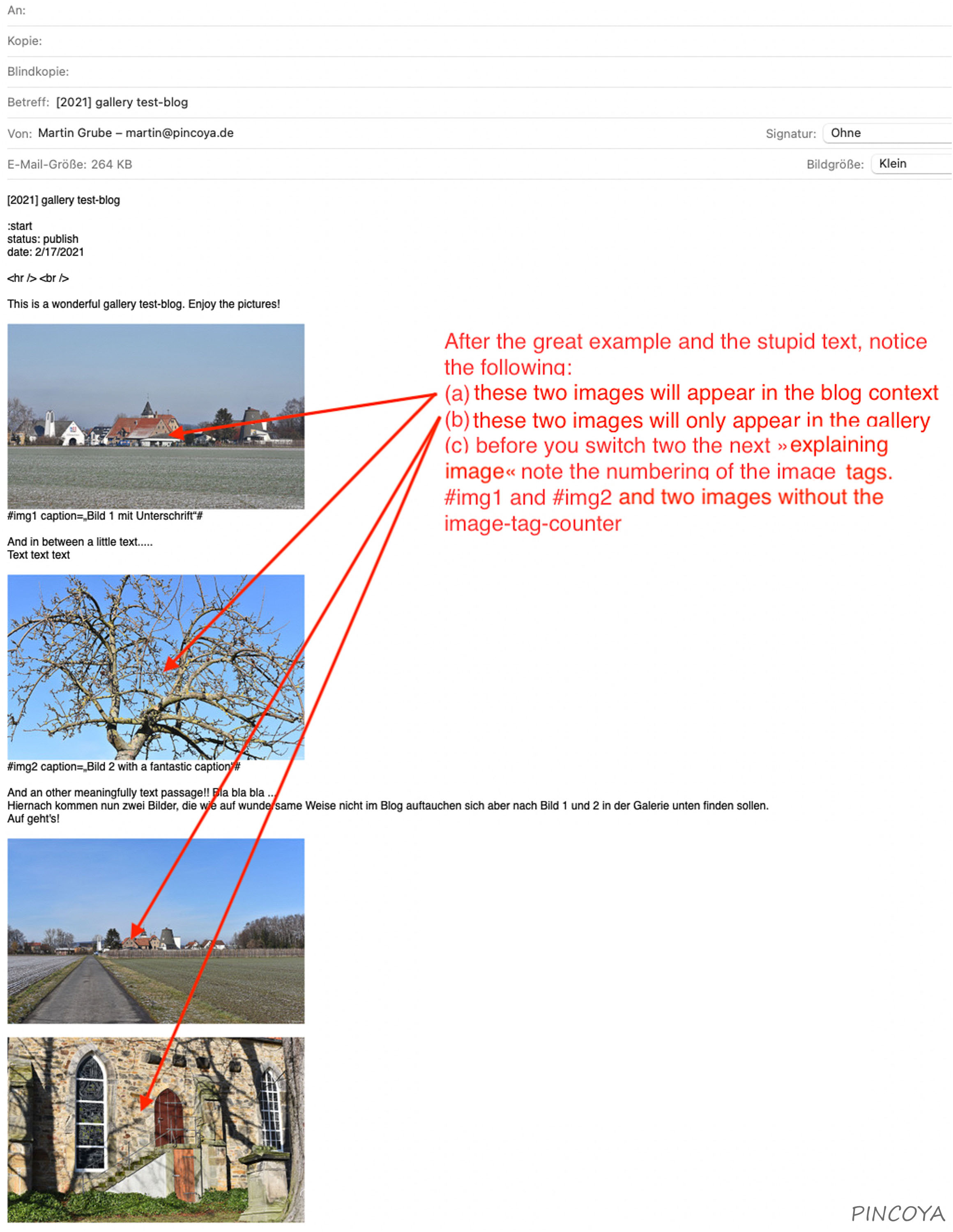 „First screenshot of the »gallery test-blog«-email, ready to send!“