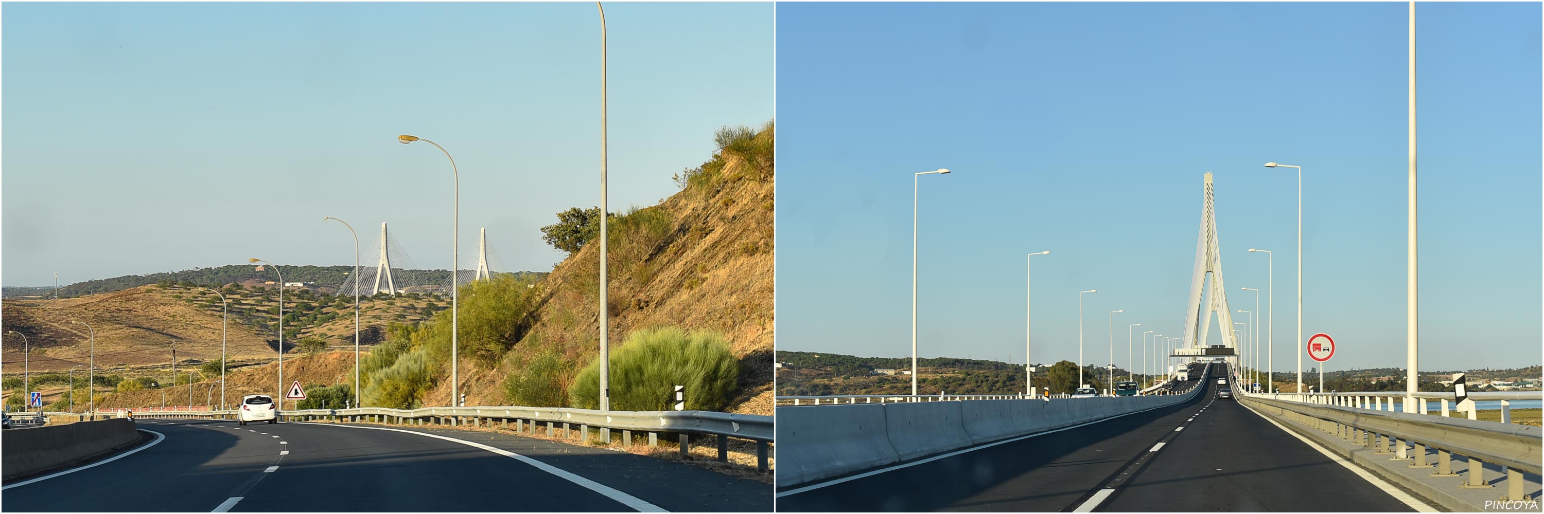 „Die Brücke nach Spanien über den Rio Guadiana, bisher hatten wir die nur von der See- bzw. Flussseite“