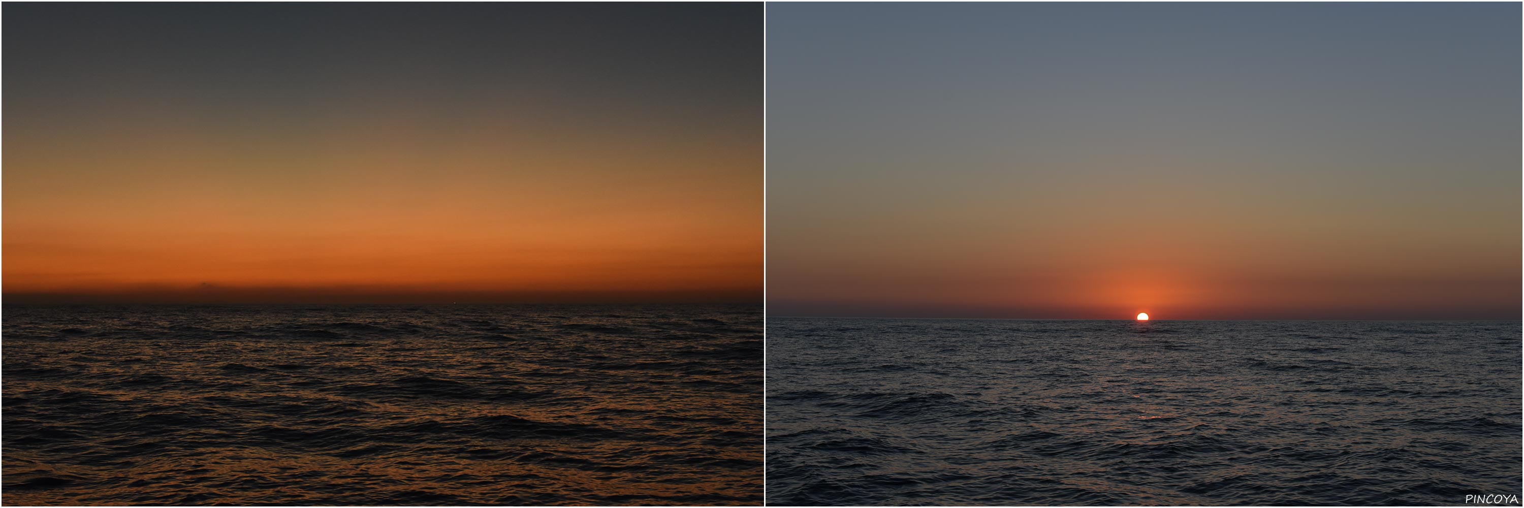 „Unser erster Sonnenaufgang noch kurz vor der Algarve“