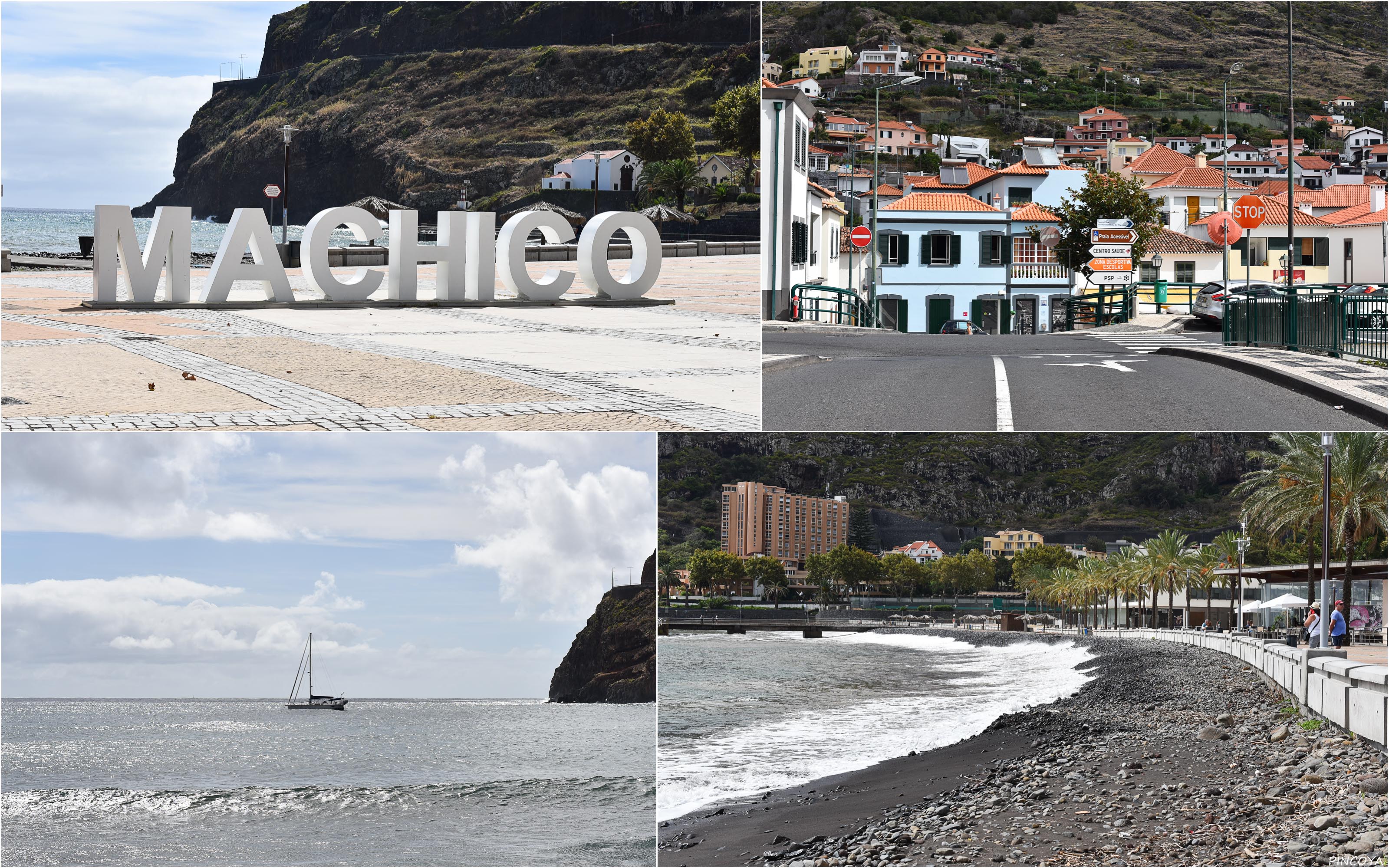 „Machico, unten der Strand und der Ankerspot“