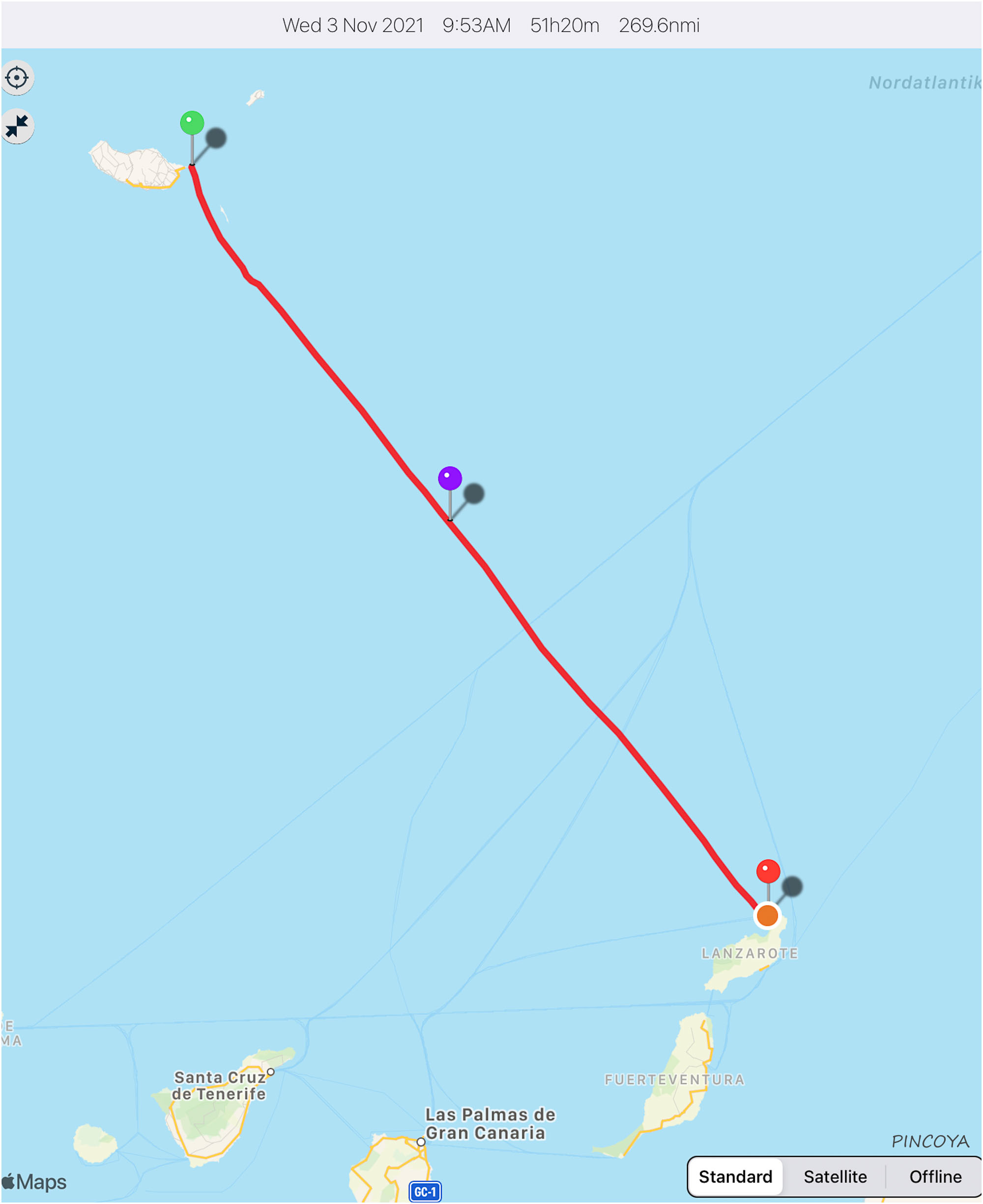 „von Madeira -> nach Lanzarote“