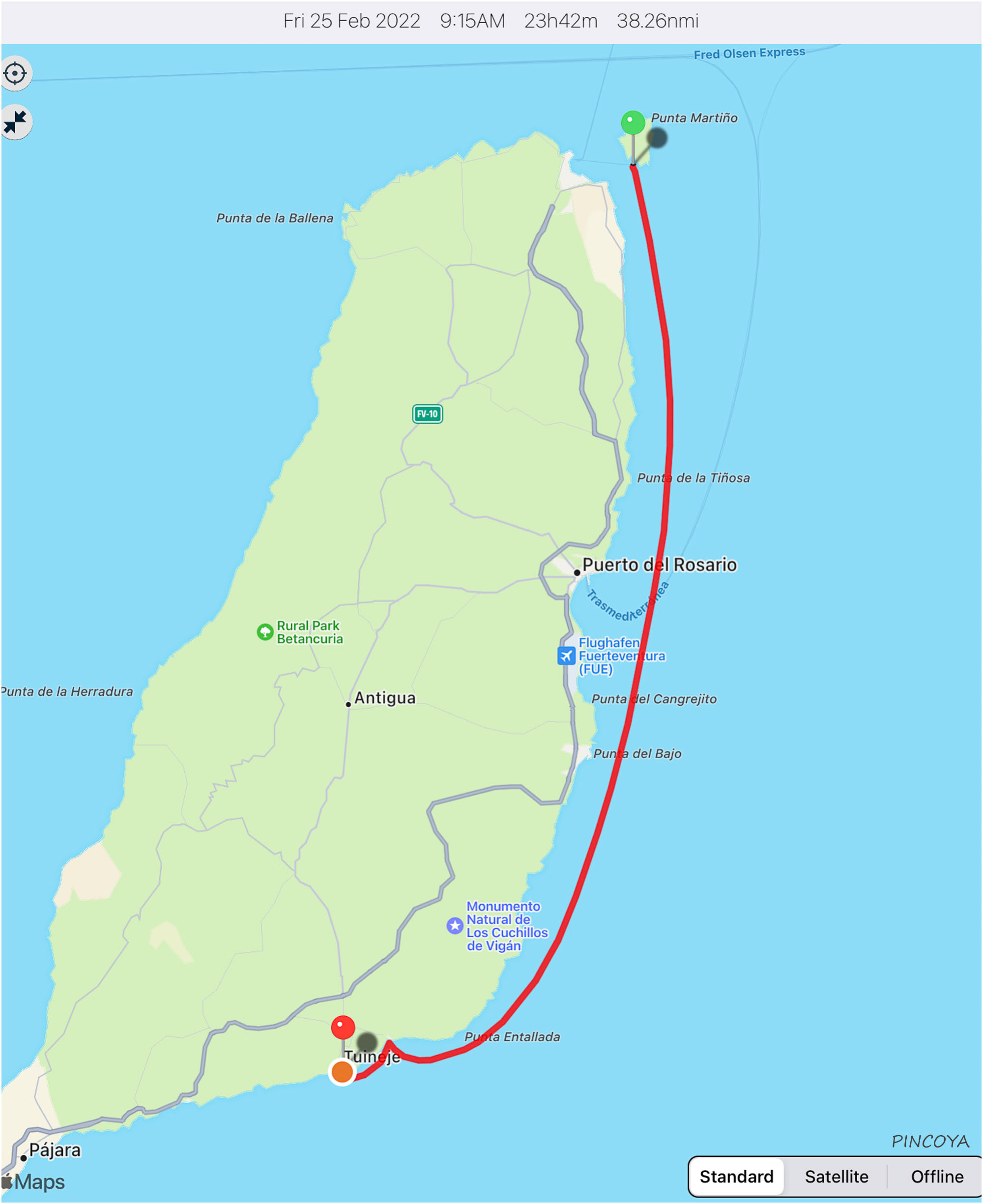 „von der Isla de Lobos -> nach Gran Tarajal“
