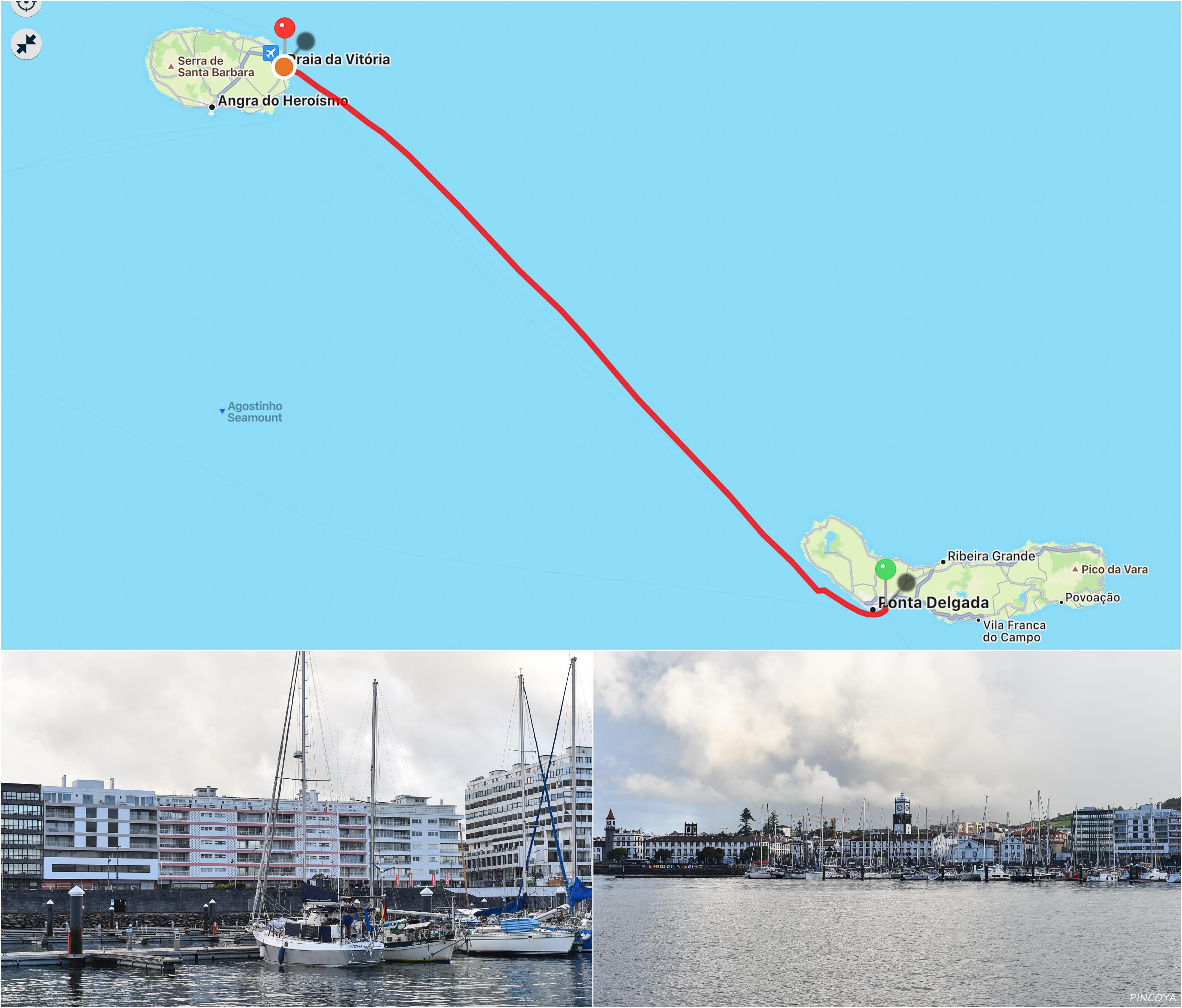„von Ponta Delgada auf São Miguel -> nach Praia da Vitória auf Terceira“