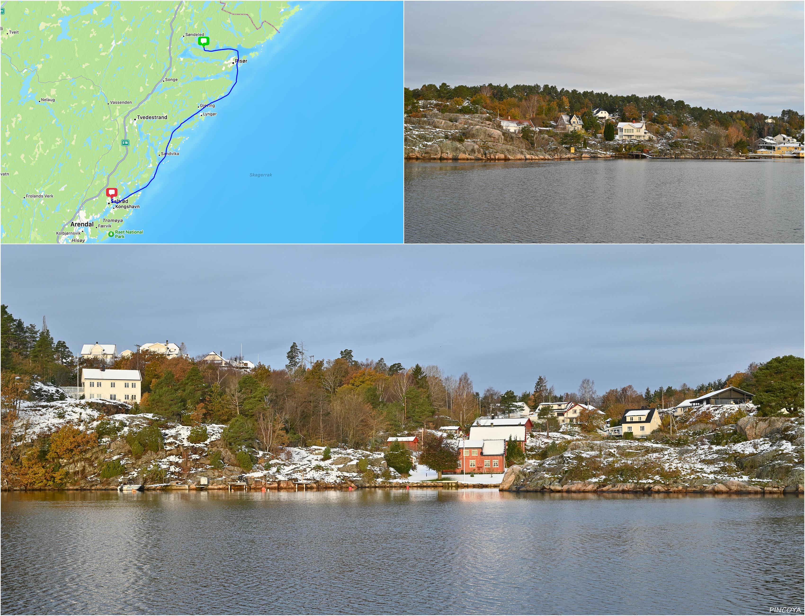 „aus der Neskilen Bucht -> in die Narvik Bukt am Nordfjorden bei Risør“